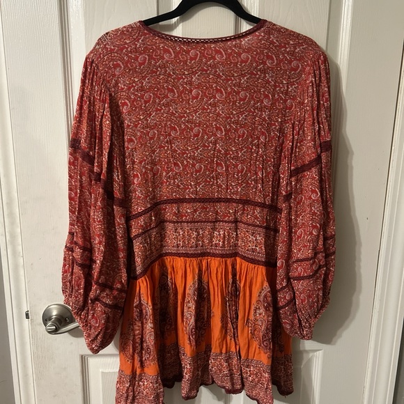 Free People Luna Scarf Print Tunic in Red - Picture 3 of 5